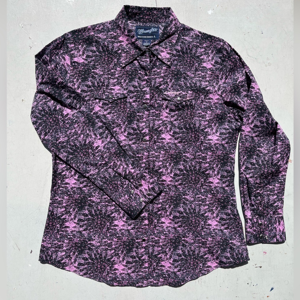 Women's Wrangler Shirt Multicolor Colorblock Western L Ranch Gradient Coastal